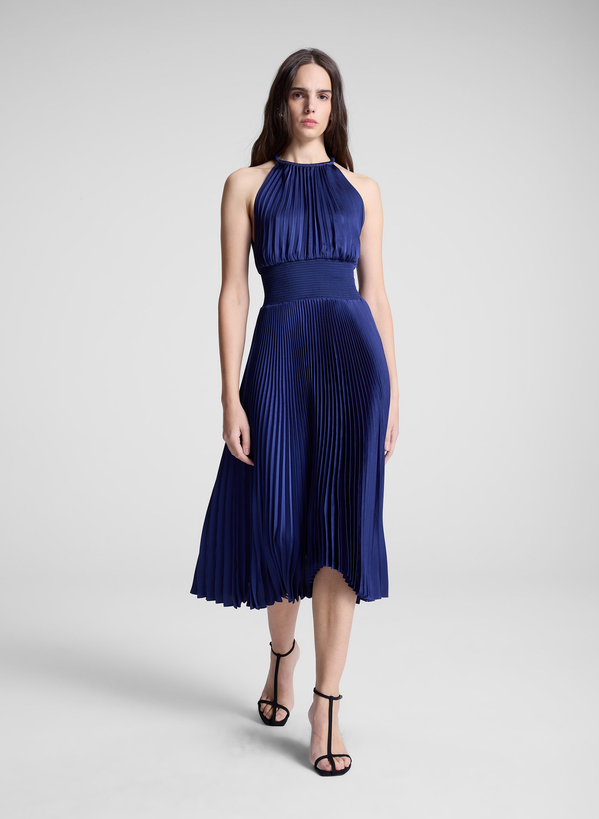 Renzo II Satin Pleated Dress