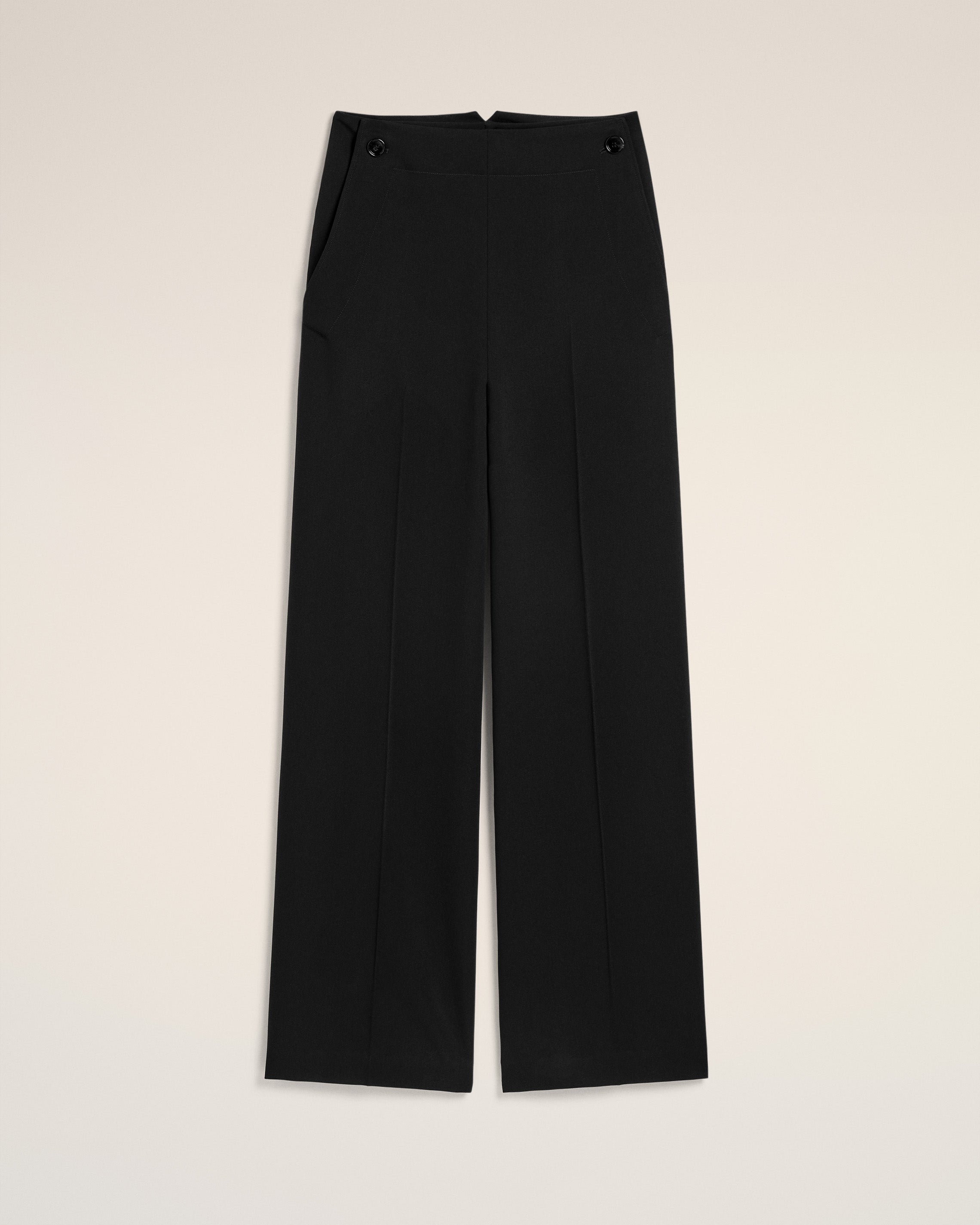 Black Wool Sailor Trousers