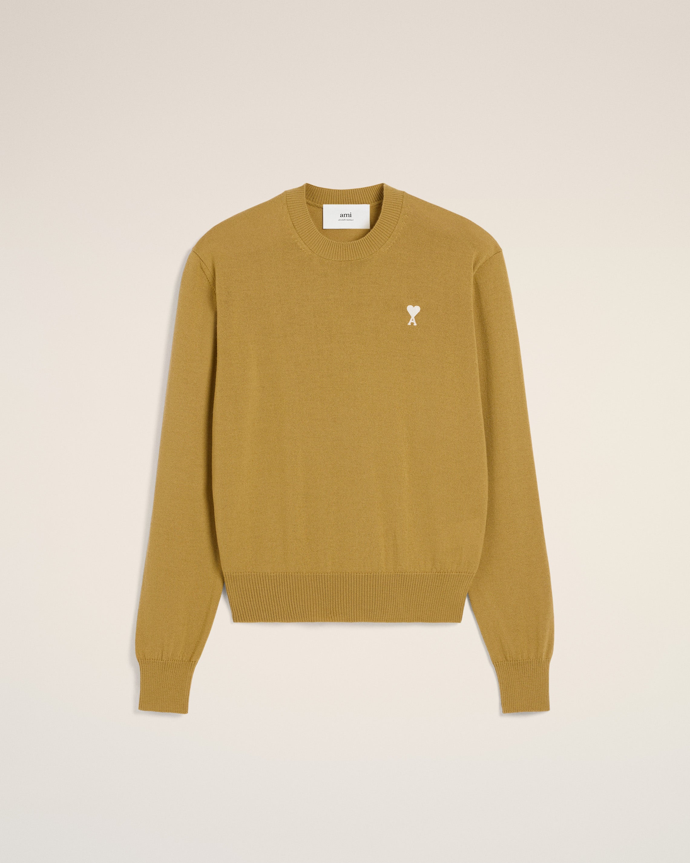 Mustard Wool Ami de Coeur Crew Neck Sweater