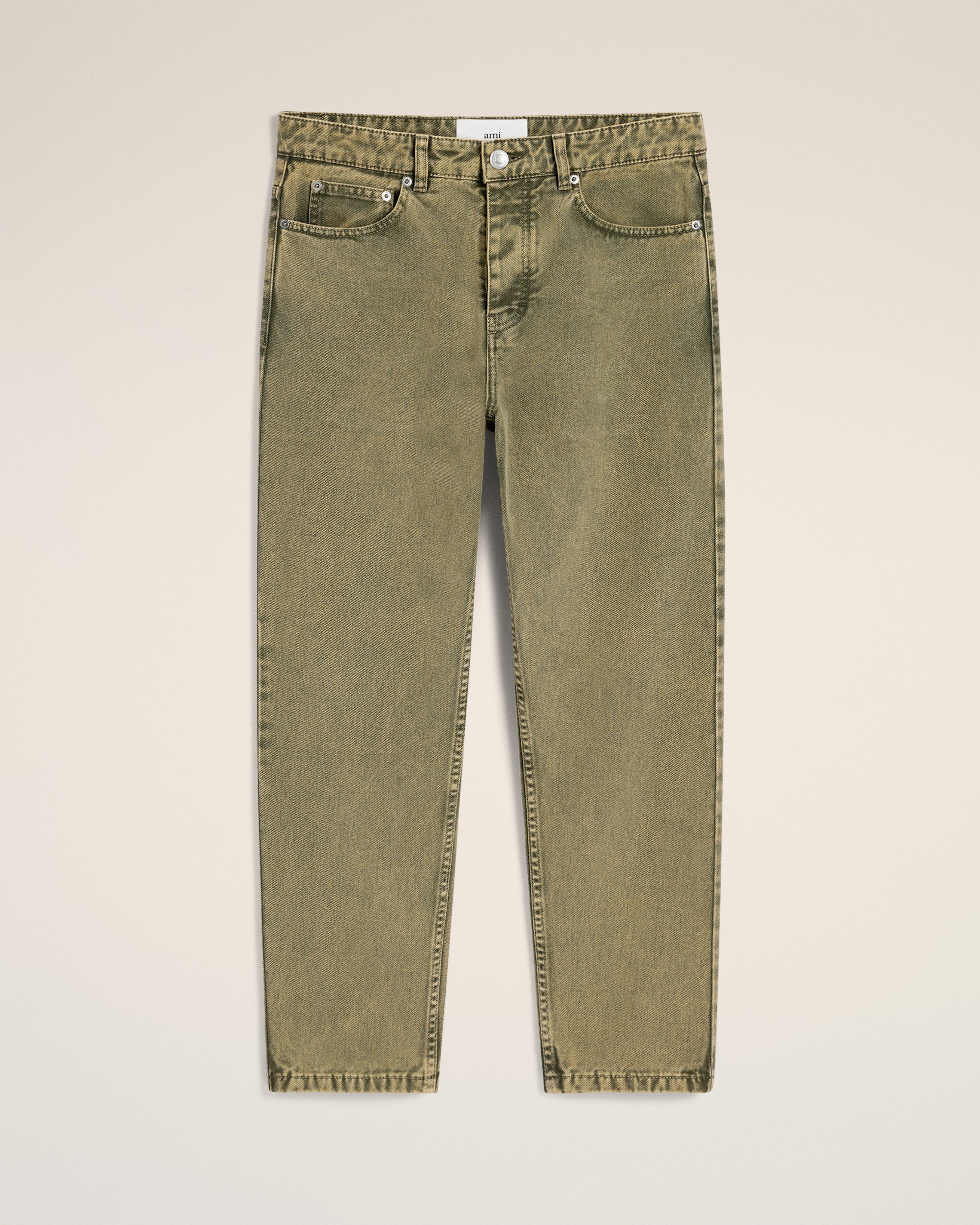 Green Cotton Tapered Fit Jeans