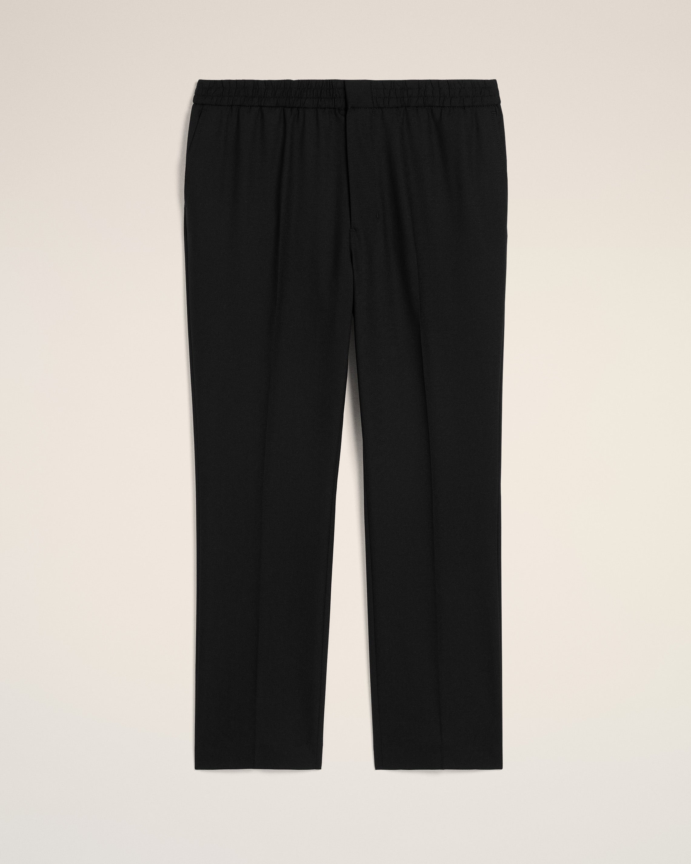 Black Wool Elasticated Waist Trousers
