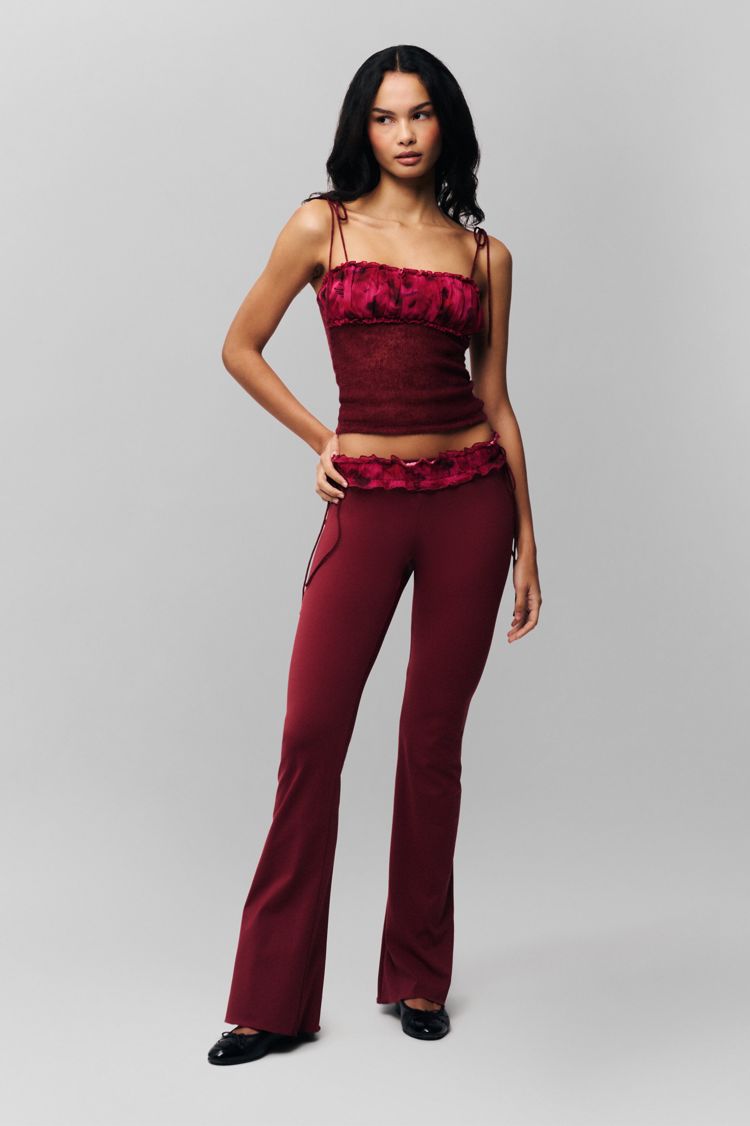 Ruched Side Tie Stretch Pant