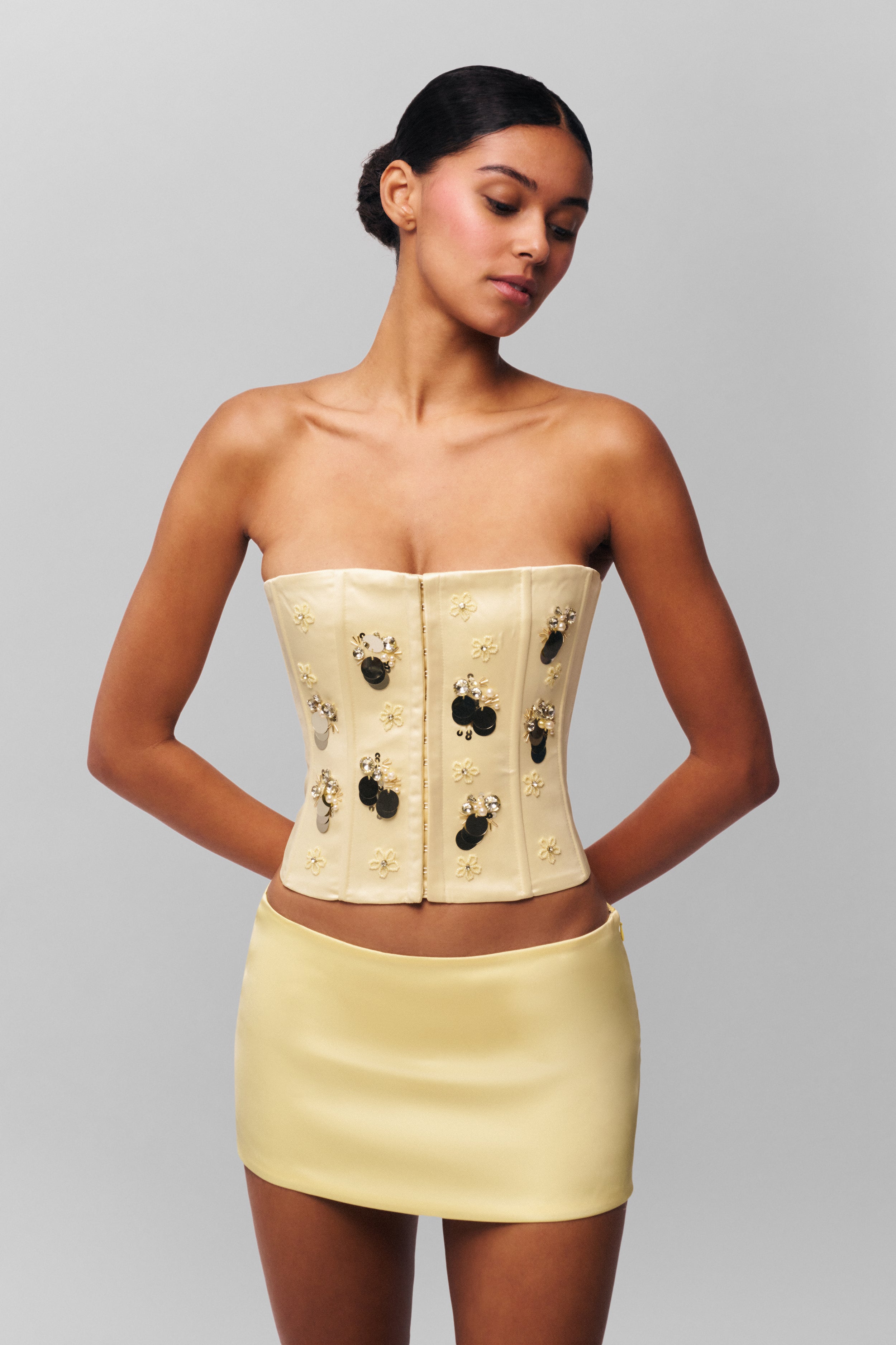 Embellished Satin Corset