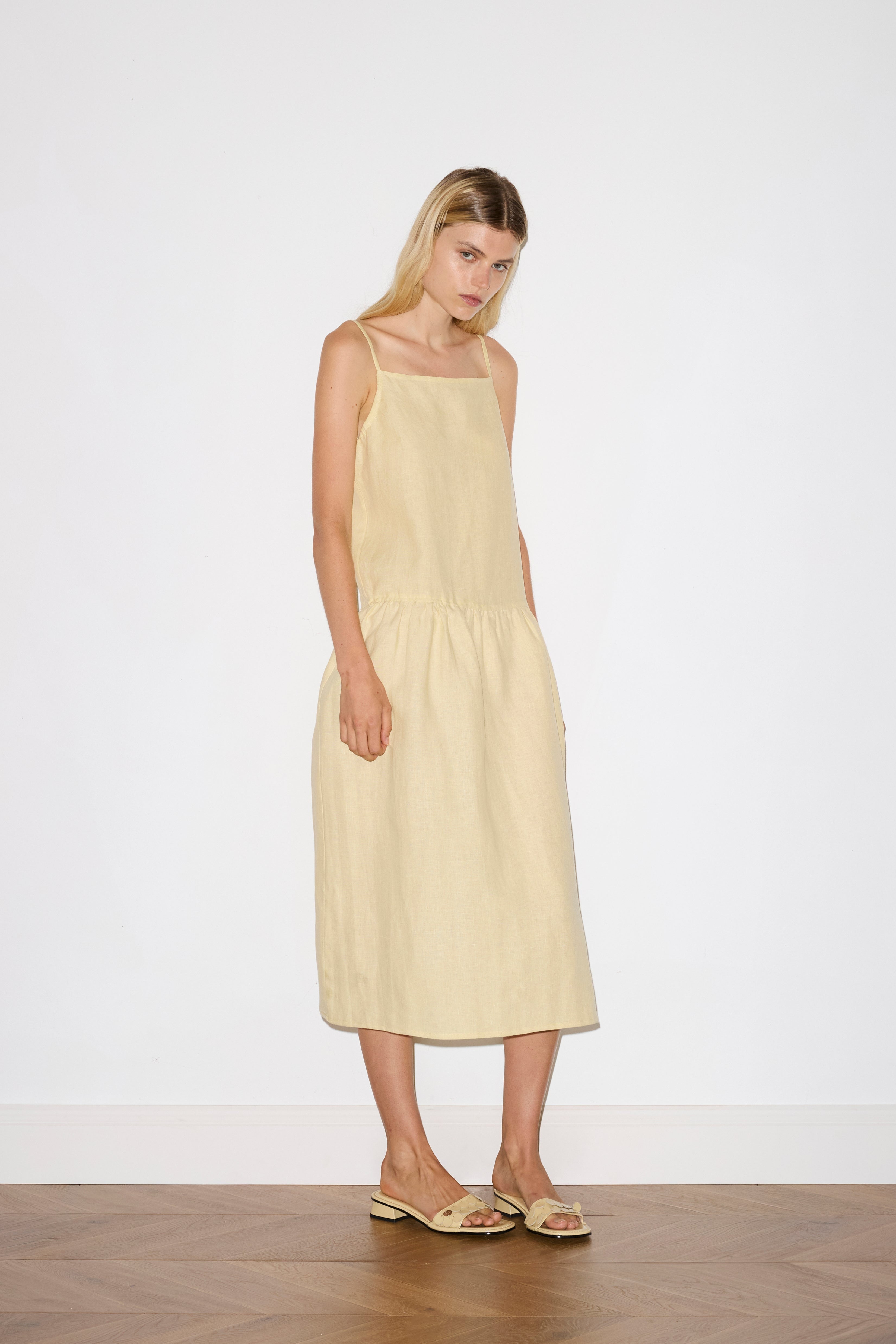 Gathered Halter Dress - Butter Yellow